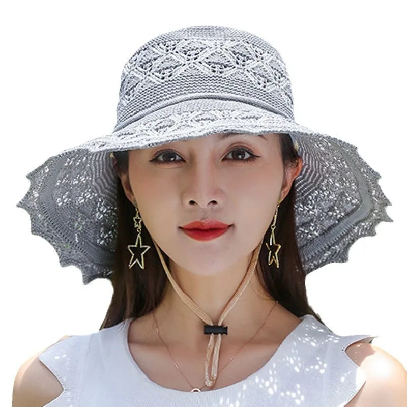 Children’s Summer Foldable Sun Hat – Korean Style Large Brim Hat with Sun Protection for Vacation and Outdoor Use
