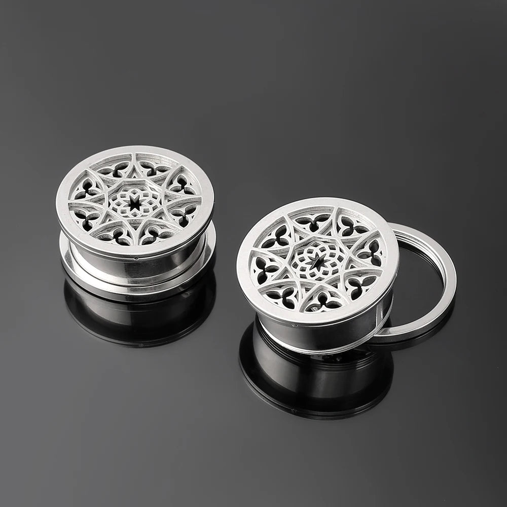 Giga 2PCS Stainless Steel Ear Plugs – Screw-On Earlobe Expander Tunnels & Stretcher Gauges for Body Piercing