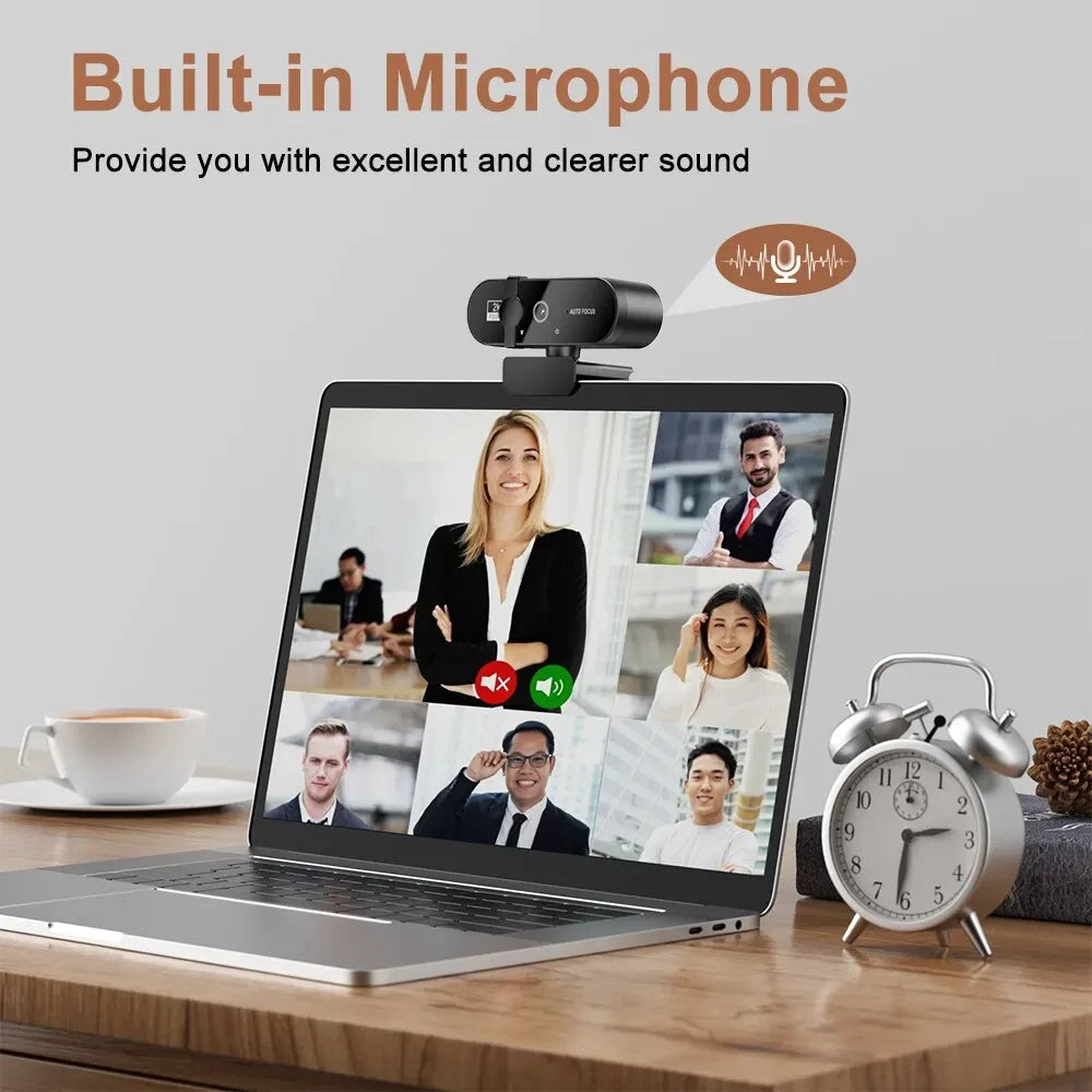 4K Webcam with Microphone - 1080P Mini Camera, 2K Full HD, Auto Focus for PC, Laptop, Video Shooting