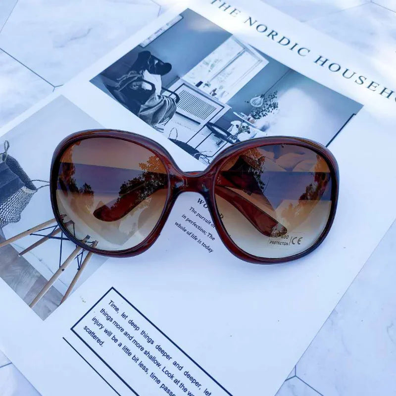 Large Round Frame Fashion Sunglasses - Women’s UV400 Outdoor Driving Eyewear Stylish Circular Sun Glasses