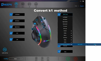 12800DPI RGB Gaming Mouse – Free Weight Macro with 12 Programmable Keys, 6-Level RGB Light for PC, Mac, PUBG, Laptop