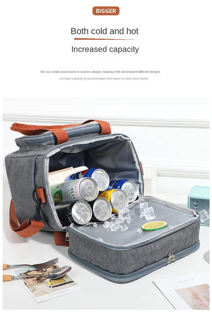Double Layer Lunch Bag – Large Capacity Thermal Insulated Leakproof Cooler Tote for Work, School & Picnic