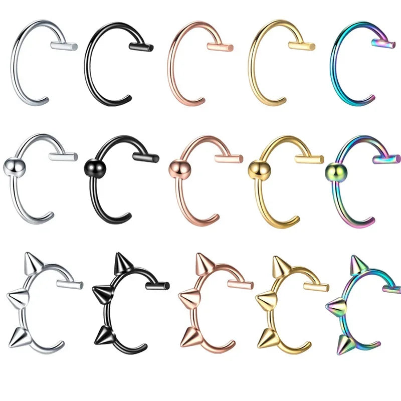Stainless Steel Fake Nose Ring – Hoop Septum Rings, C-Clip Lip Ring, Non-Pierced Body Jewelry for Women