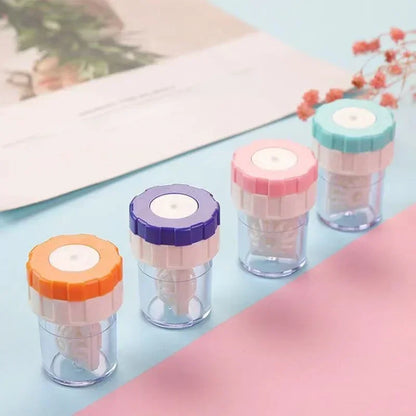 Manual Rotary Contact Lens Cleaner Case – Portable Lens Washing Tool & Storage Container Holder