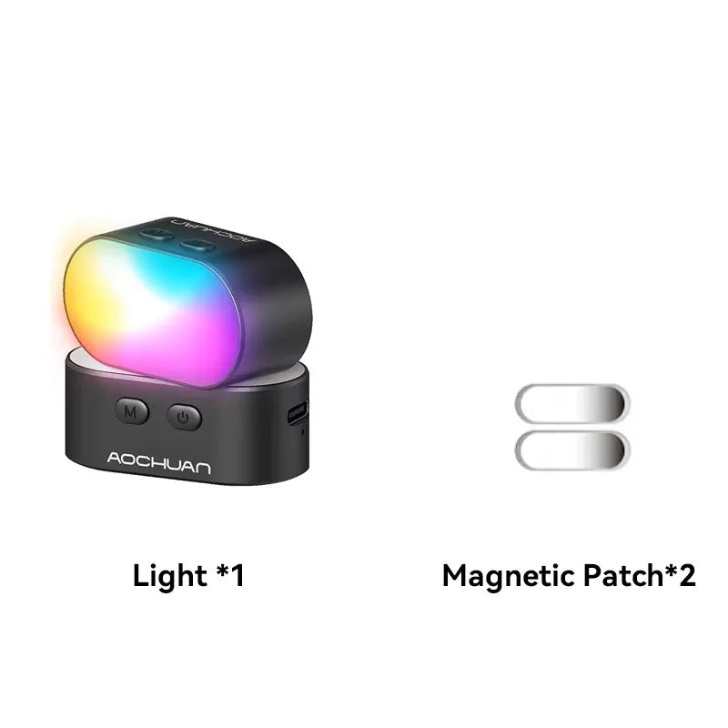 AOCHUAN Mini RGB Magnetic Fill Light - 7-Color LED Video Light with 3-Level Brightness for Phone Selfies and Gimbal Photography