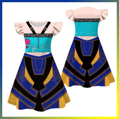 Halloween Zoey, Mira, Rumi Cosplay Costume – Colorful Demon Hunters Flying Sleeve Dress for Girls, Movie K-Pop Idol Role-Play