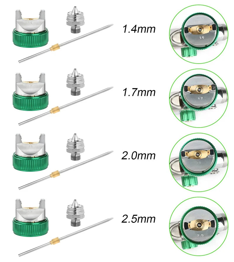HVLP Professional Spray Gun – 1.4/1.7/2.0/2.5mm Steel Nozzle Gravity Gun for Car Paint | Portable DIY Spray Paint Kit