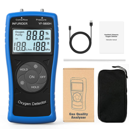 Handheld 5800H 3-in-1 Oxygen Analyzer - Ultrasonic O2 Tester for Oxygen Concentrator Flow, Pressure & Concentration