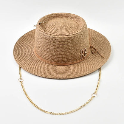 Women's Straw Sun Hat - Elegant Ribbon Decor Beach Travel & Party Dress Hat