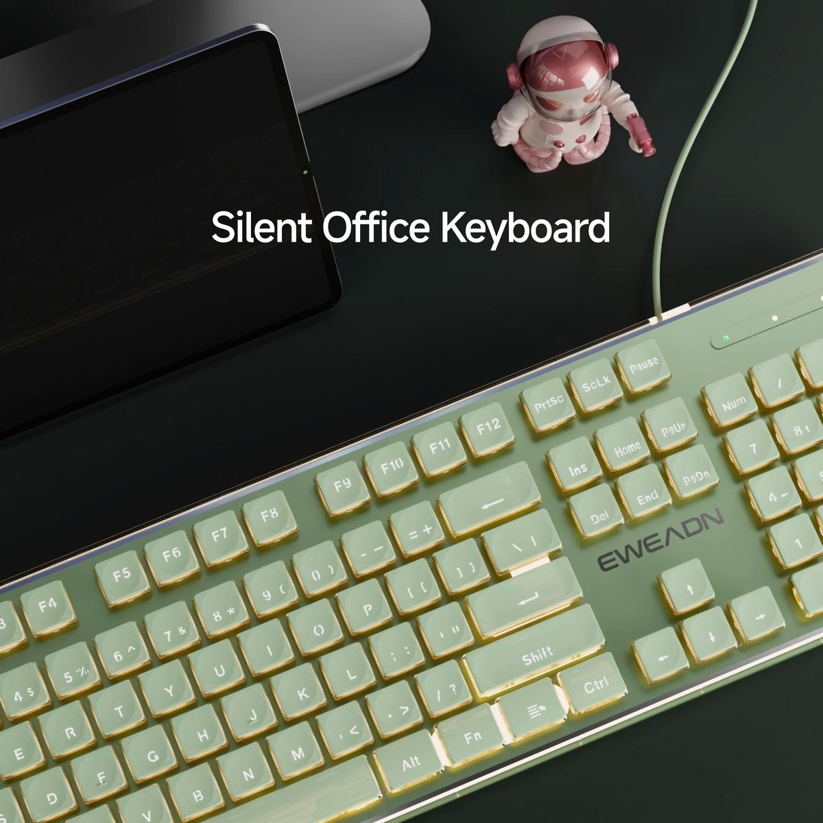 EWEADN V3 Wired Gaming Keyboard - Silent Ergonomic Keyboard for Windows PC, Laptop & E-Sports