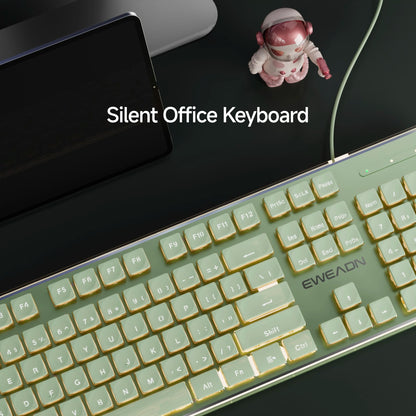 EWEADN V3 Wired Gaming Keyboard - Silent Ergonomic Keyboard for Windows PC, Laptop & E-Sports