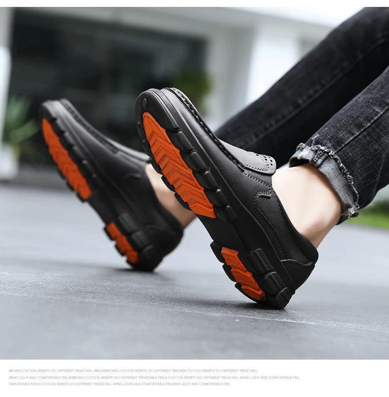 Chef Shoes for Men – Anti-Slip, Oil-Resistant Leather Work Shoes, Plus Size Business Casual with Soft Sole & Comfort