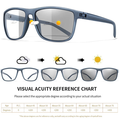 Rectangular Photochromic Reading Glasses – Ultra-Lightweight Presbyopic Spectacles for Middle-Aged & Elderly Daily Wear