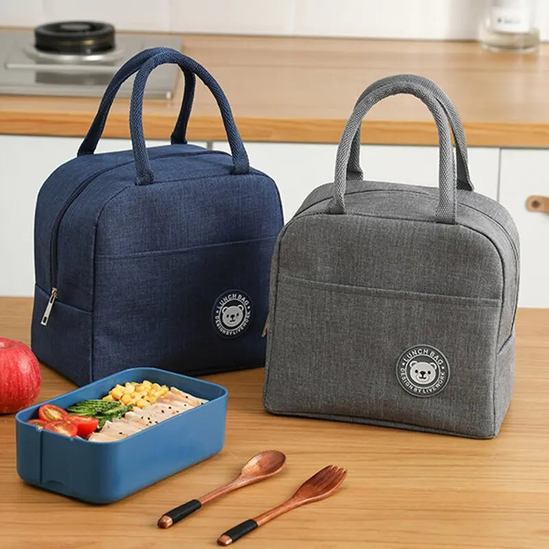 Insulated Lunch Bag - Thermal Cooler Bag for Women Kids, Portable Canvas Tote with Ice Pack, Food Container for Picnics