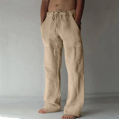 Men's Cotton Linen Pants – New Spring Summer 2023 Breathable Solid Color Trousers, Fitness Streetwear S-3XL