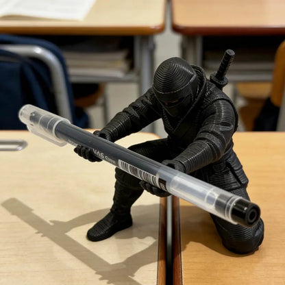 3D Printed Ninja Pen Holder - Creative Desktop Pencil Organizer Figurine and Unique Office Decor Craft