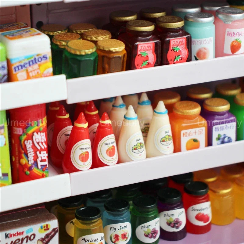 1/6 Miniature Dollhouse Supermarket Set – Mini Snacks & Drinks for Blythe & BJD Dolls