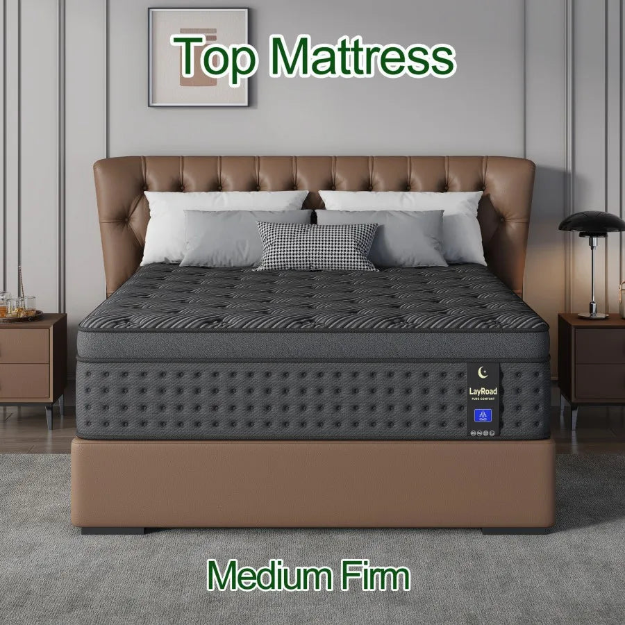 LayRoad Memory Foam Spring Mattress - Medium Firm Pressure Relief Mattress in a Box for Single, Double, Queen & King Beds