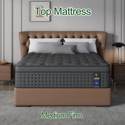 LayRoad Memory Foam Spring Mattress - Medium Firm Pressure Relief Mattress in a Box for Single, Double, Queen & King Beds