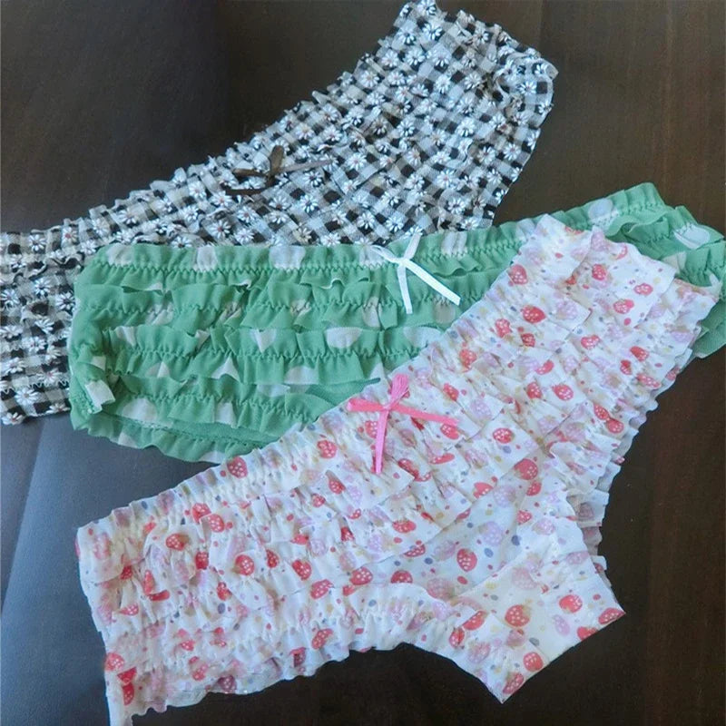 Sweet Women’s Lace Panties — Polka Dot & Flower Mesh Low Waist Briefs, Breathable Cozy Underwear