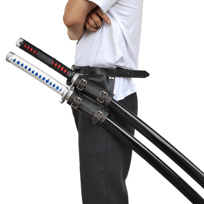 Anime Demon Cosplay Katana Belt & Sword Holster – 1/2/3 Tier Waist Holder for Japanese Samurai Knife & Real Size Sword Decor