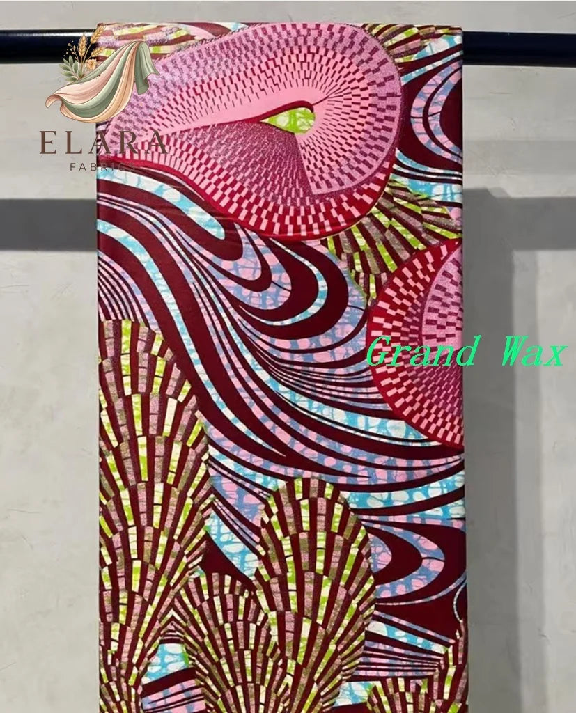 African Golden Glitter Wax Fabric - Soft Cotton Ankara Batik Print Material for Uniforms