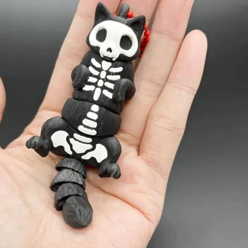 Personalized Skeleton Cat 3D Keychain – Backpack & Car Charm, Perfect Halloween & Christmas Gift
