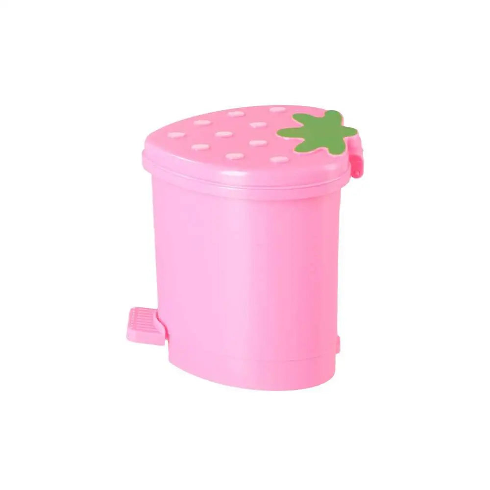 Red Strawberry Garbage Container - Reusable Decorative Trash Can with Lid and Washable Wastebasket