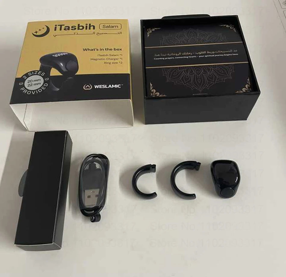 Weslamic Smart Tasbeeh Zikr Ring – Digital Islamic Tally Counter with Prayer Reminder, Magnetic Charging & Waterproof