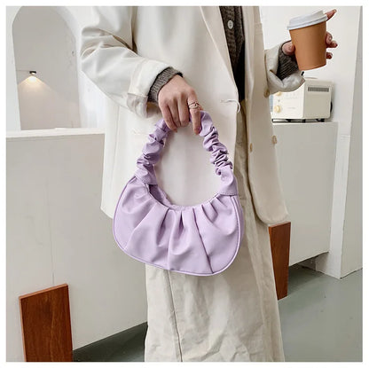Fashion Pleated Cloud Handbag for Women – PU Leather Shoulder Bag, Casual Armpit Bag & Shopping Tote