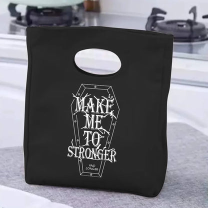2024 Insulated Lunch Bag with Handle – Portable Thermal Cooler Lunch Box for Picnic, Travel & Food Storage, White Printed Design