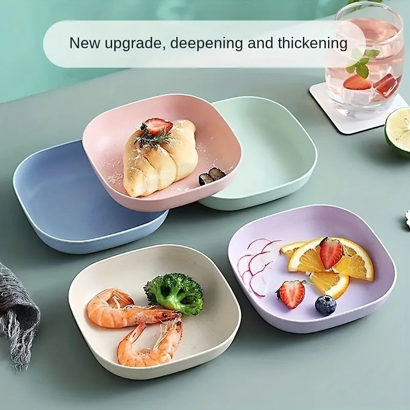 Reusable Fruit & Dessert Plates Set - 10-Piece Washable Snack Dishes with Built-In Base