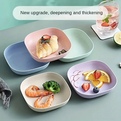 Reusable Fruit & Dessert Plates Set - 10-Piece Washable Snack Dishes with Built-In Base