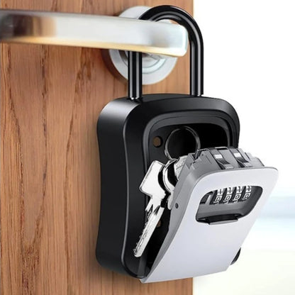4 Digit Outdoor Password Key Box with Waterproof Steel Wire Hanging Hook - Free Installation & Extended Locking Storage