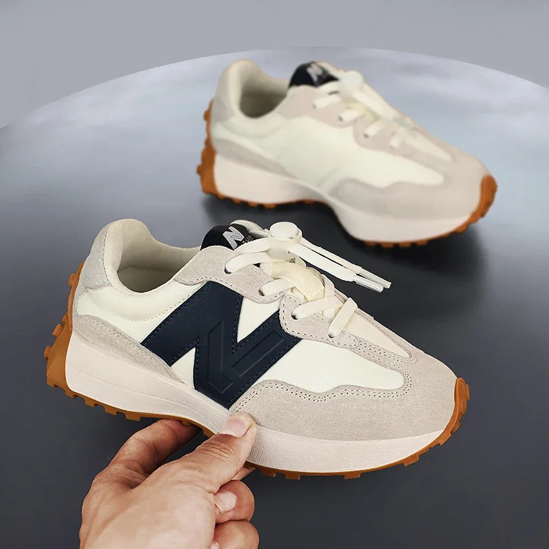 Children's Trendy Cushioned Sports Shoes - Soft Sole Lace-Up Running & Basketball Shoe