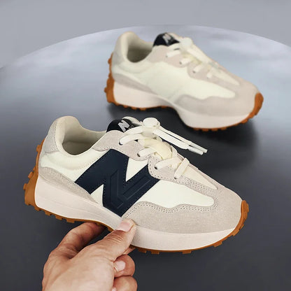 Children's Trendy Cushioned Sports Shoes - Soft Sole Lace-Up Running & Basketball Shoe