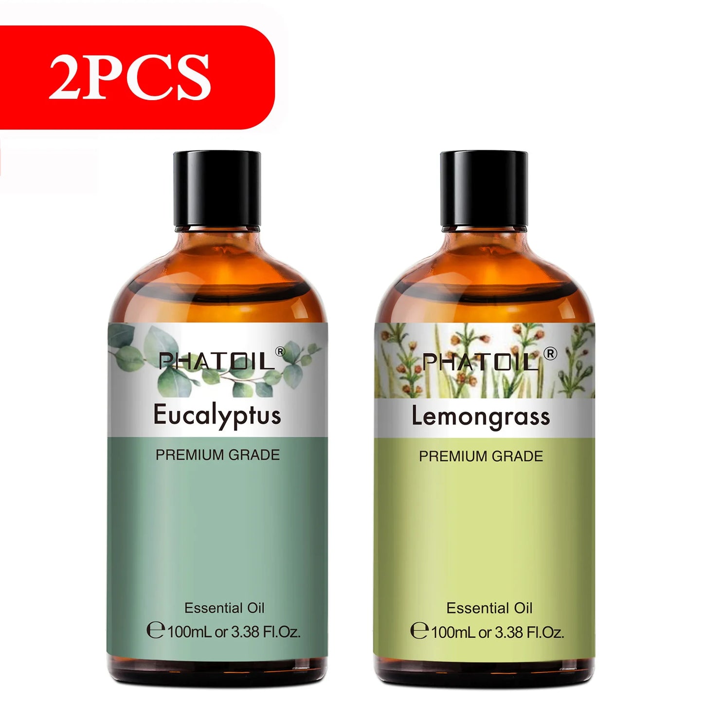 PHATOIL 100ml Aromatherapy Essential Oil Set – Lavender, Rose, Vanilla, Eucalyptus, Sandalwood & Pine Needles for Diffusers & Candle Making