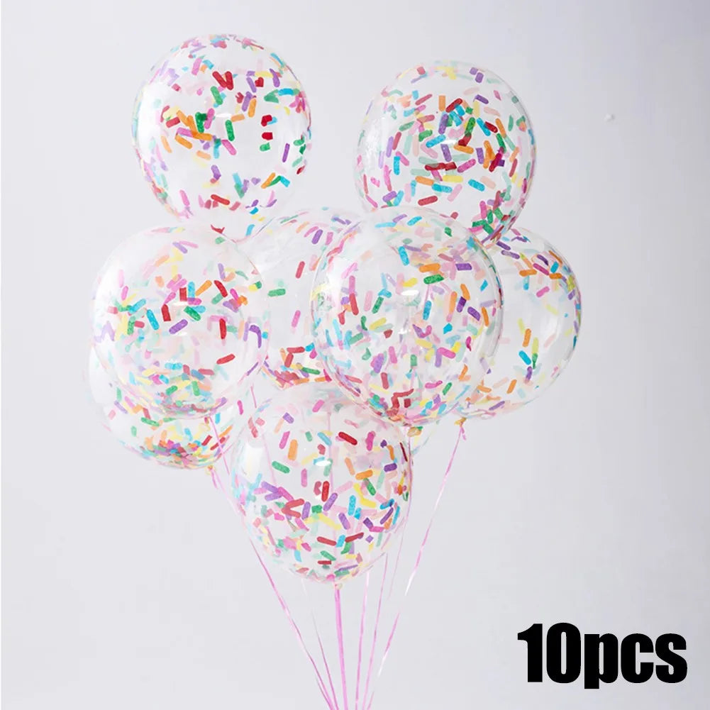 10pcs Ice Cream-Themed Balloons – Latex Party Decorations with Paper Confetti Strips for Birthday, Wedding & Baby Shower