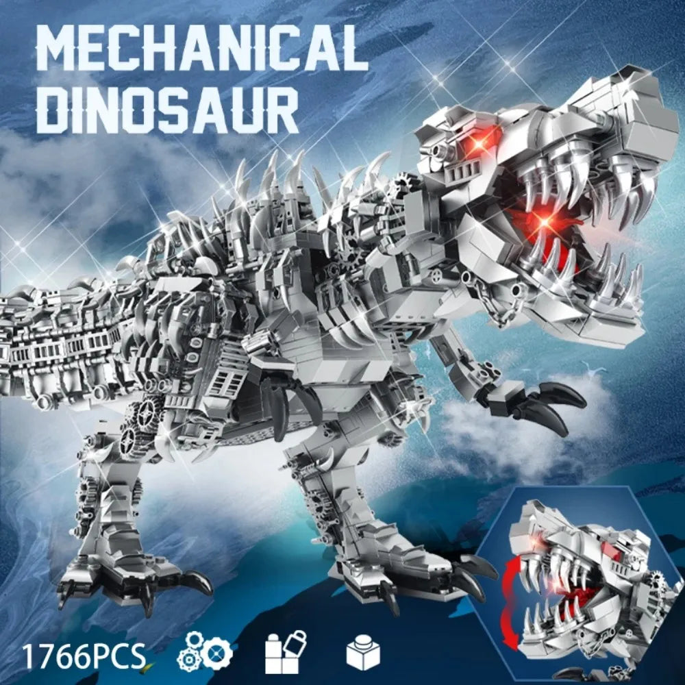1766-Piece Battle Mech T-Rex Building Blocks – Articulated Robotic Dinosaur Model Kit for Display & Play