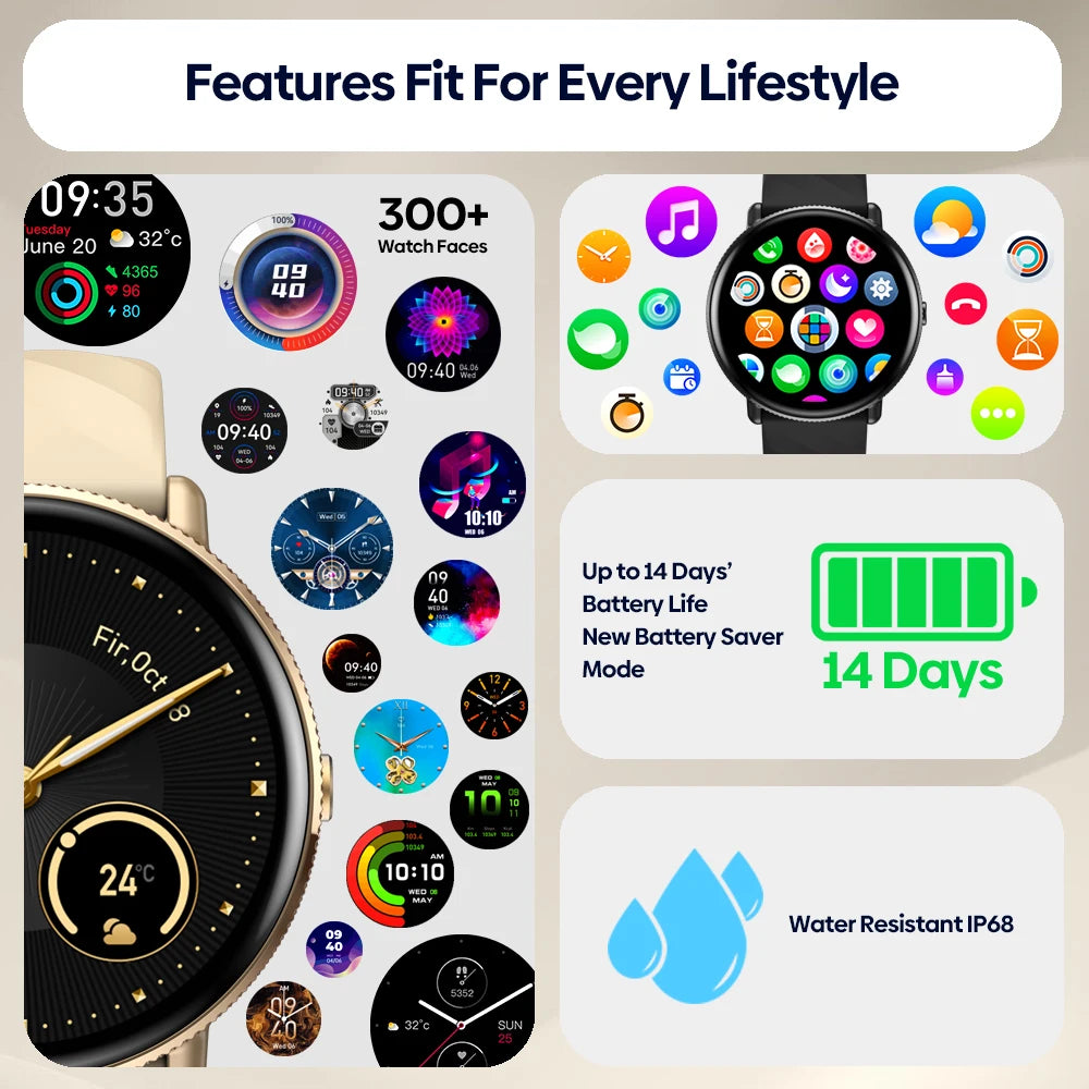 Zeblaze GTR 3 Pro Smartwatch — AMOLED Display Fitness Watch with Call Function, 316L Stainless Steel for Men & Women