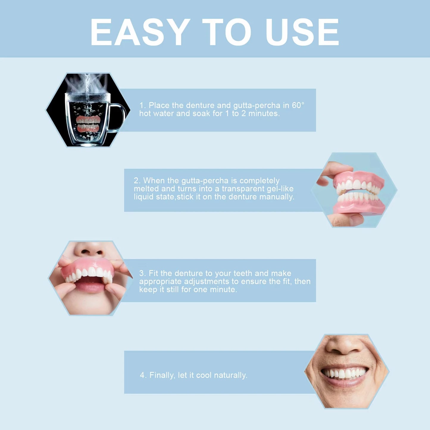Adjustable Denture Teeth Set - Portable Full Mouth Fake Teeth Model for Adults & Elderly Dental Practice
