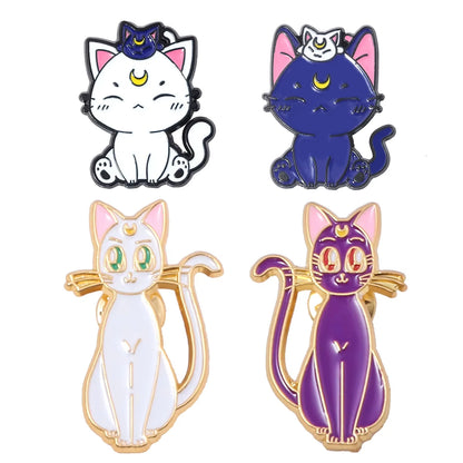 6PCS Anime Star & Moon Metal Keychains — Sailor Moon Tsukino Usagi & Luna Cat Cosplay Props, Pendant Jewelry Ornament