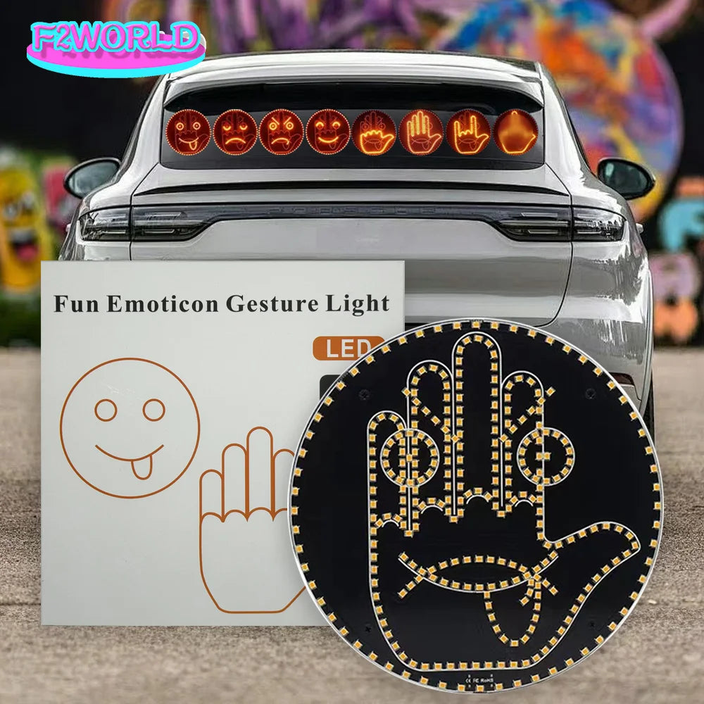 Car LED Facial Expression Light with Remote Control – Rear Window Warning & Fun Display Lamp