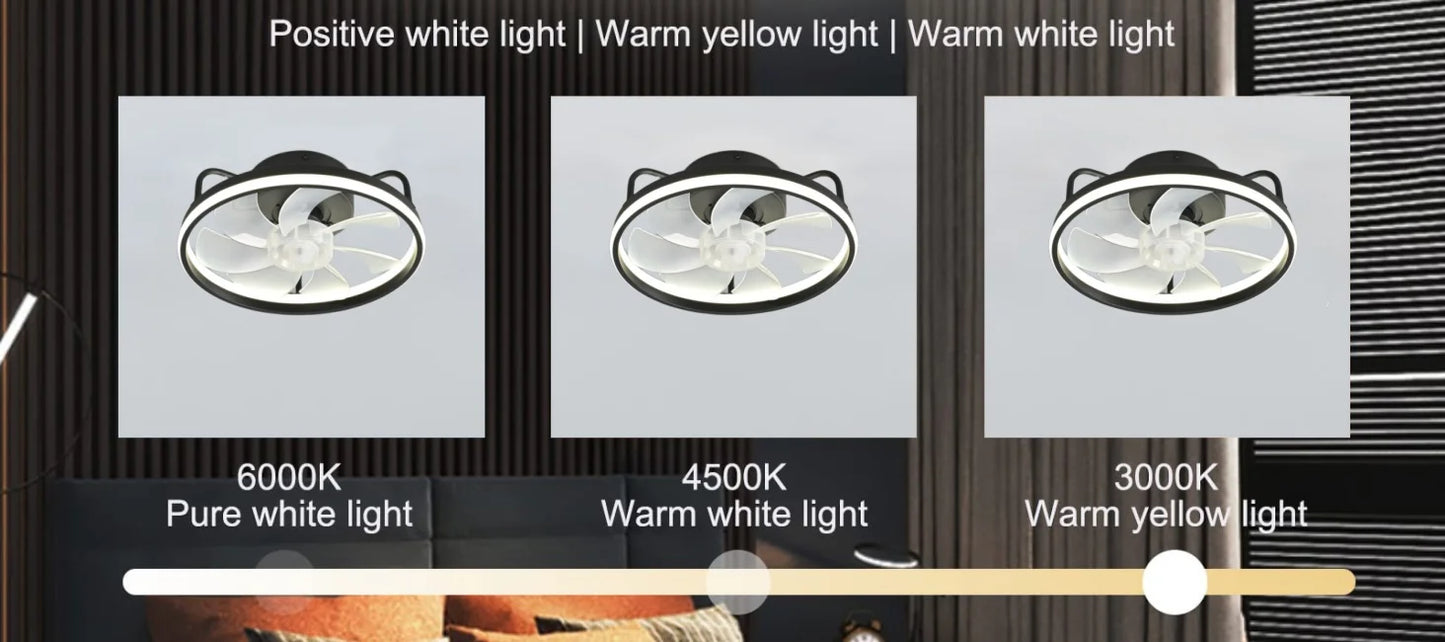 Modern LED Ceiling Fan Light with DC Motor - 6 Speed, Timer, Low Floor Attic Fan, Remote Control Decorative Light