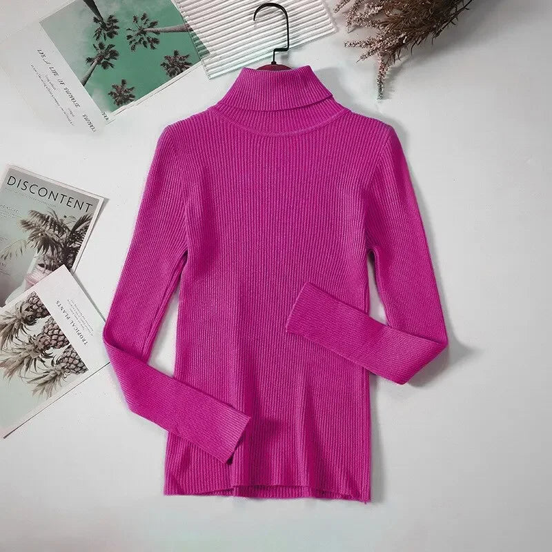 2024 Women's Winter Sweater Pullover – Knitted Turtleneck Long Sleeve Slim Jumper Tops, Soft and Warm Y2K Casual Shirts