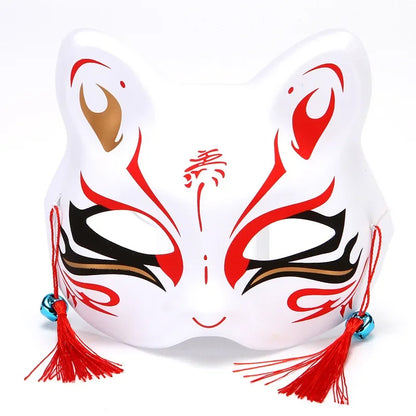 Hand-Painted Fox Mask –  Anime-Inspired Half-Face Cosplay Mask for Raves, Festivals, Masquerade Parties & Costumes