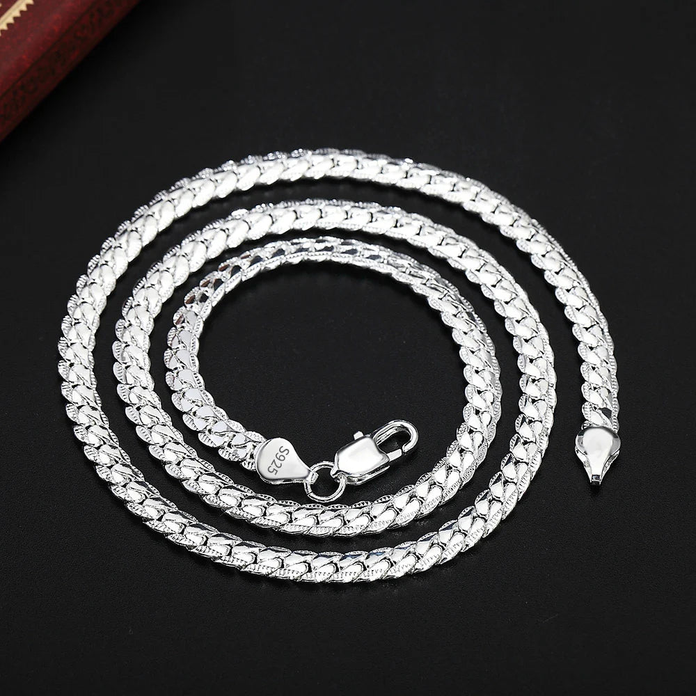 18K Gold/Silver 6mm Full Sideways Necklace – 8/18/20/24 Inch Chain for Women & Men, Fashion Wedding & Engagement Jewelry