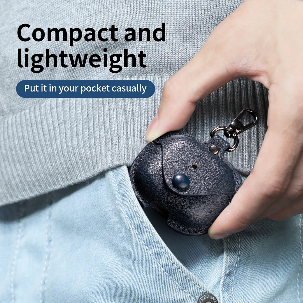 Leather Business Case for AirPods 4 – Luxury PU Headphone Cover with Hook