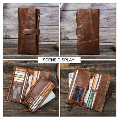 Women's Genuine Leather Long Wallet – Fashion Clutch with Coin Purse, Card Holder & Phone Pocket by Contact's