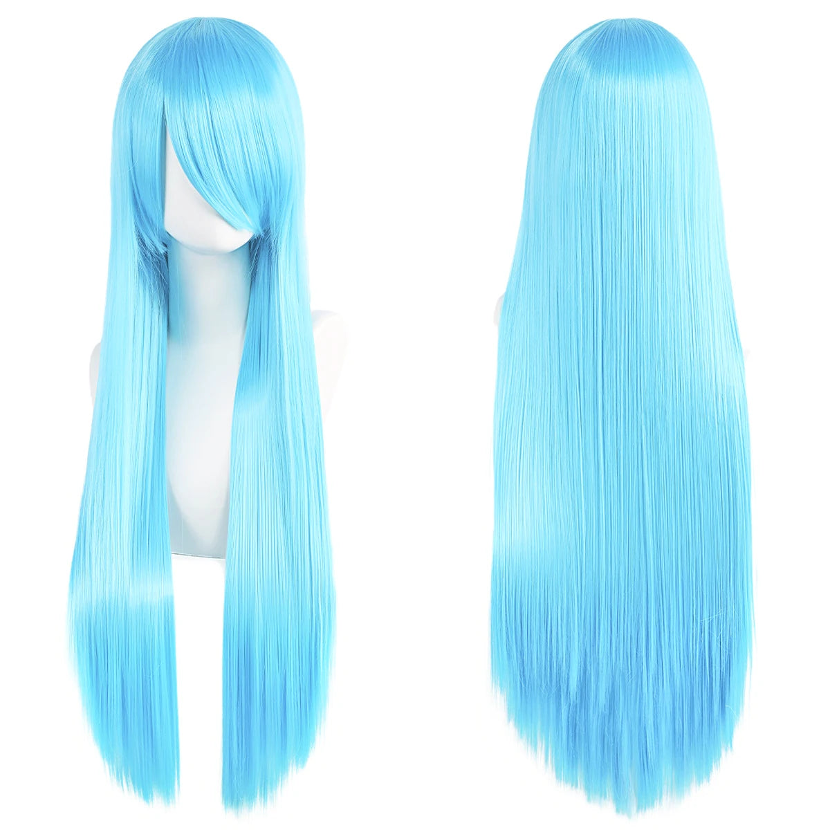 80cm Long Cosplay Wig - Synthetic Straight Hair with Bangs for Lolita Anime Costume Party Styling